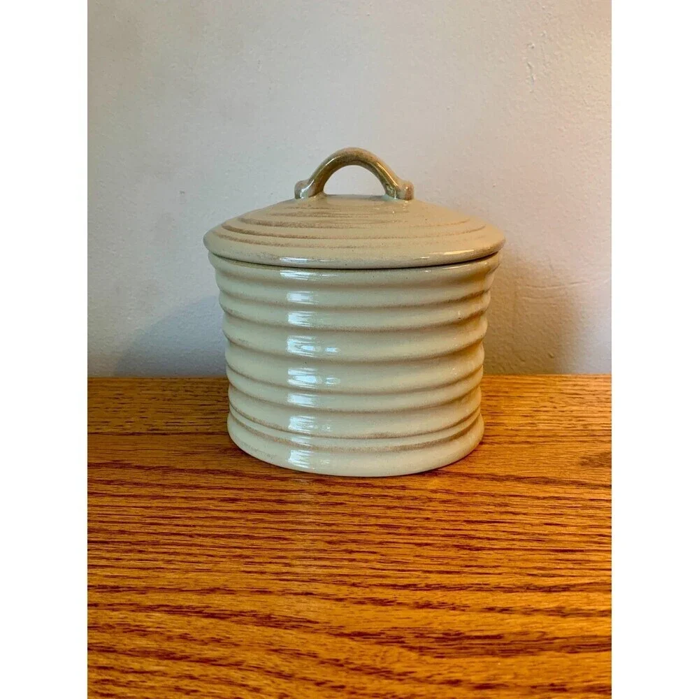 Pier One Terracotta VTG Candle Holder Canister Clay container coil Dish Vanilla